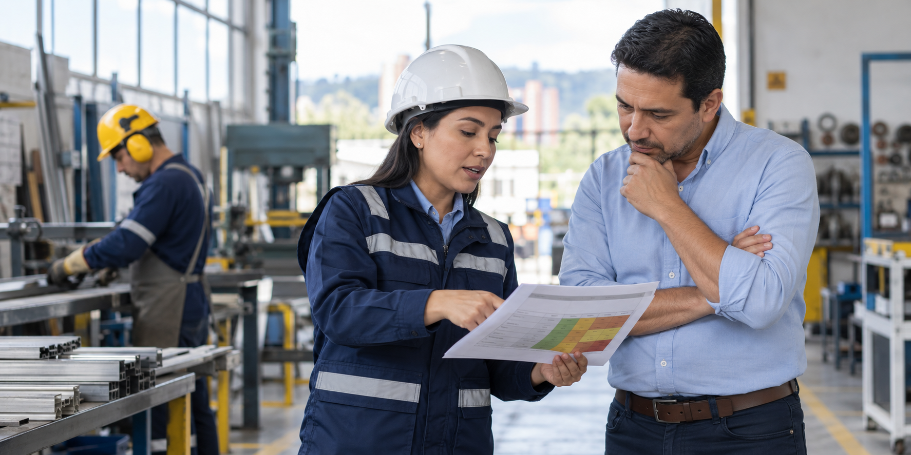 Asesora de Seguridad y Salud en el Trabajo orienta a una empresa durante una revisión de riesgos laborales